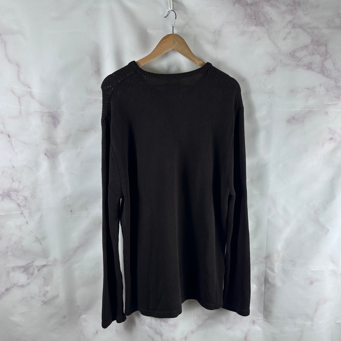 Found Co. Brown Knit Henley Sweater