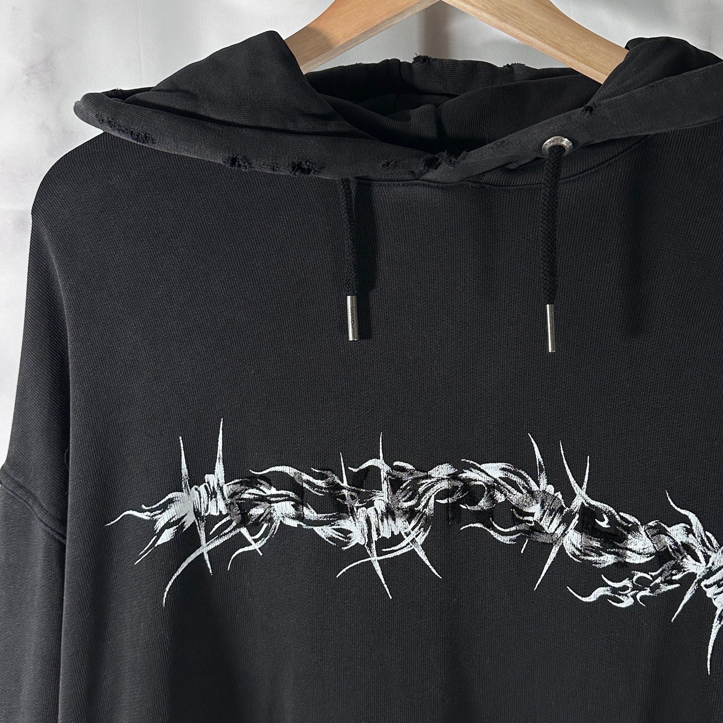 Givenchy Oversized Barbed Wire Black Logo Hoodie
