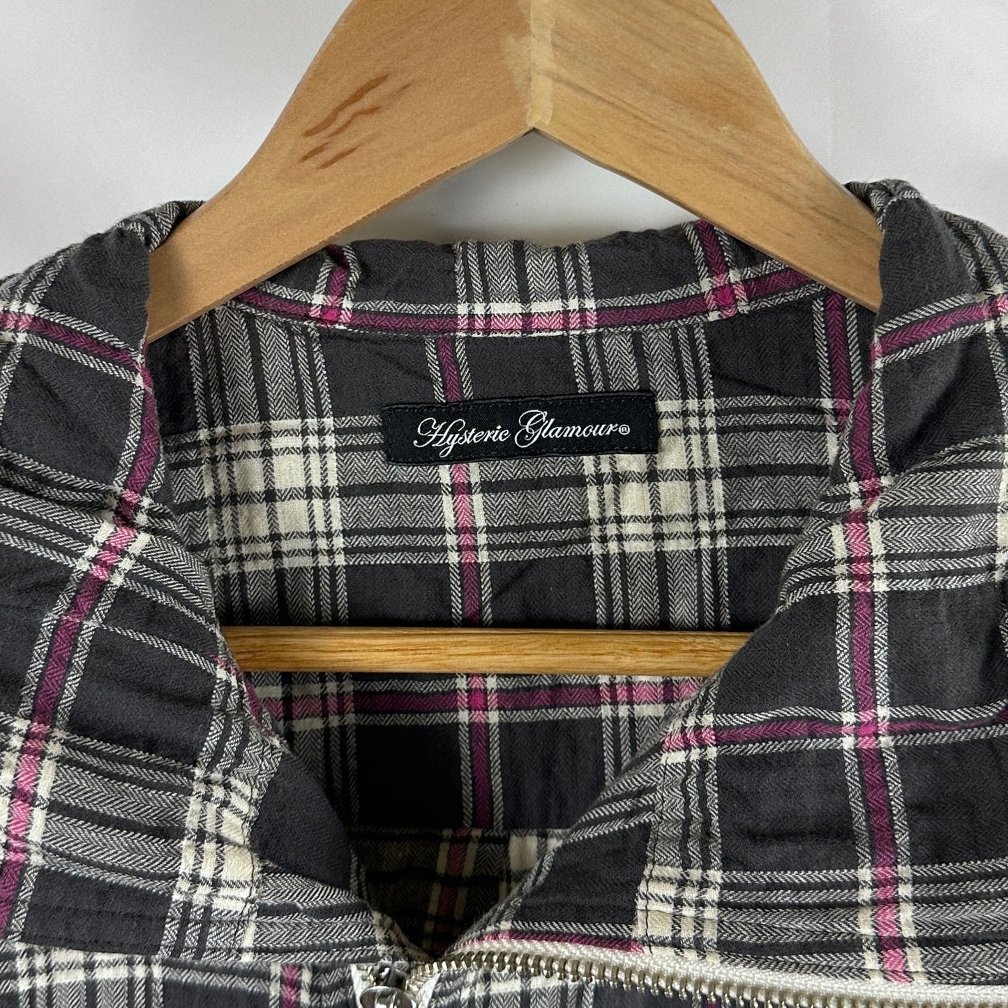 Hysteric Glamour Plaid Asymmetrical Zip-Up Flannel