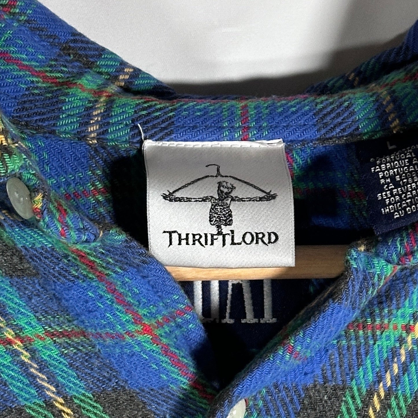 Vintage Gap Blue/Green Plaid Flannel Button-Up Shirt