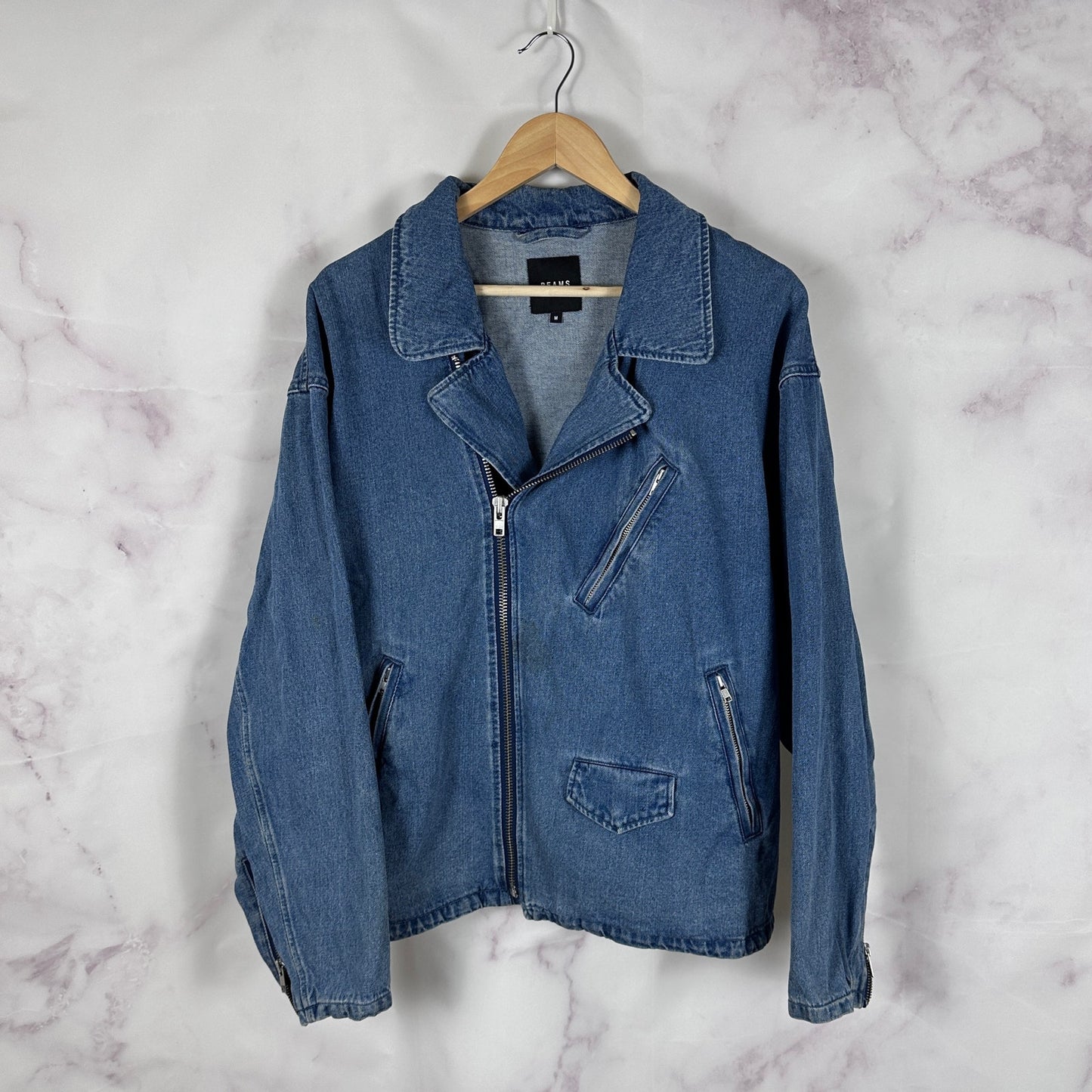 Beams Light Wash Moto Denim Jacket