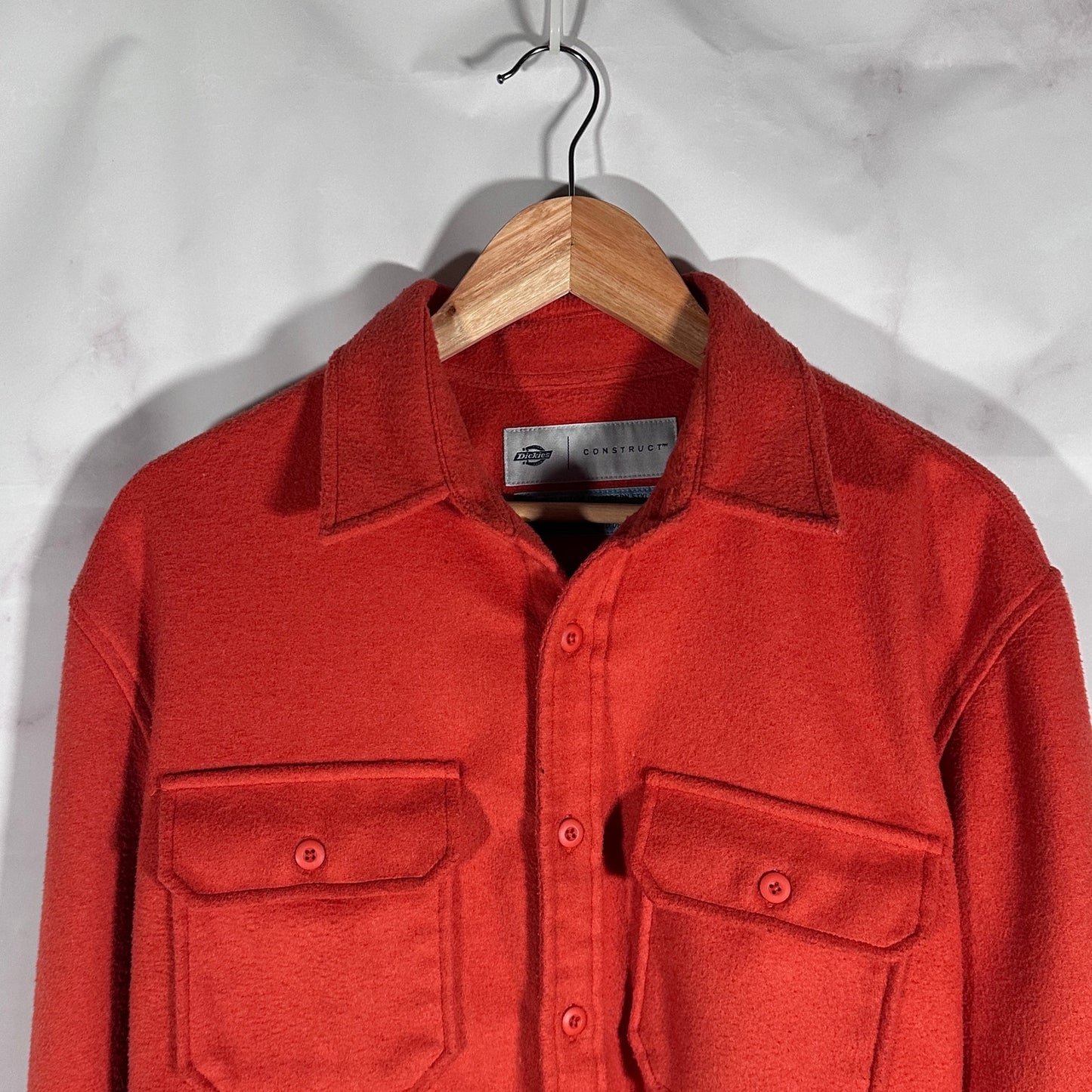 Dickies Construct Orange Fleece Button Up Shirt