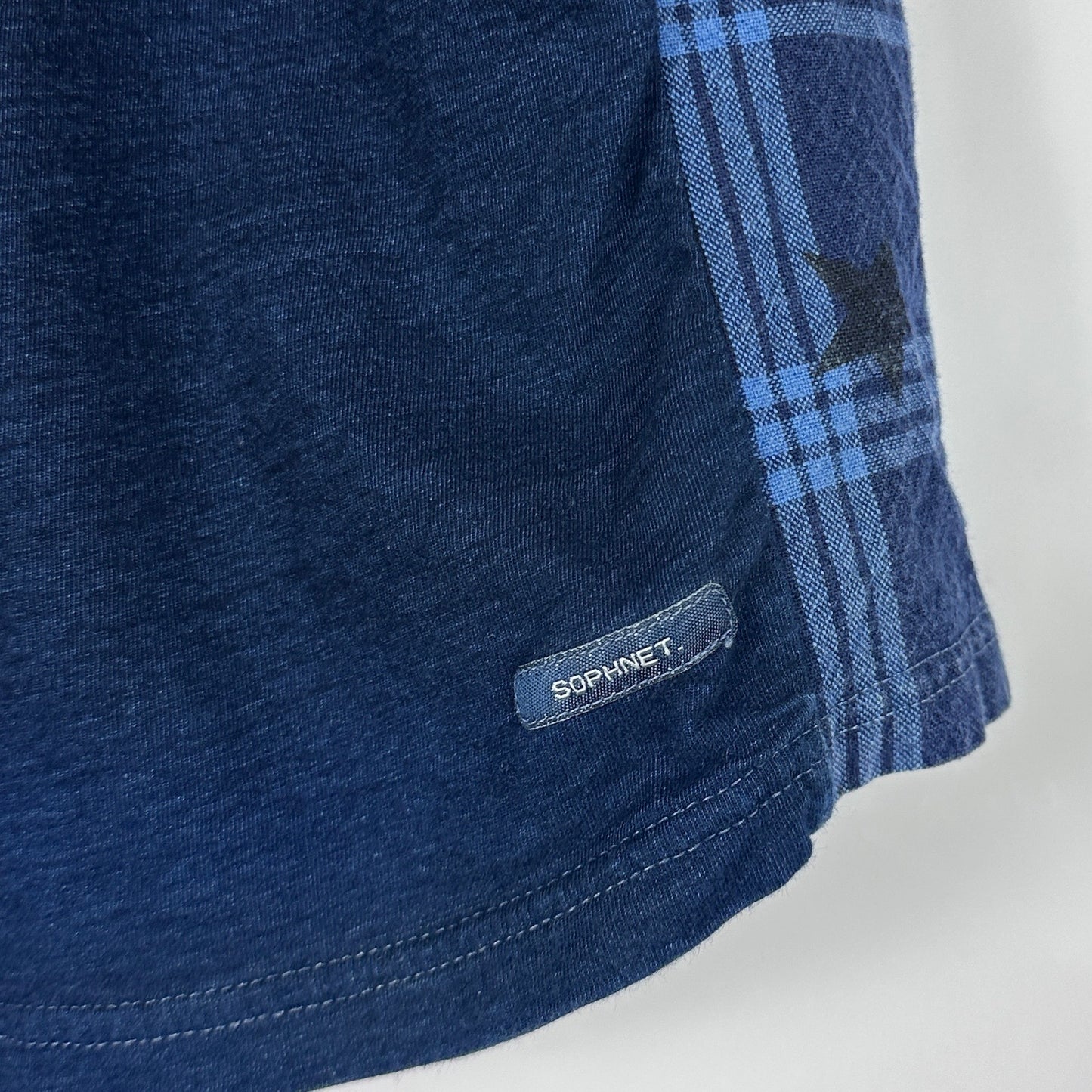 Sophnet Indigo Plaid Mix Tee