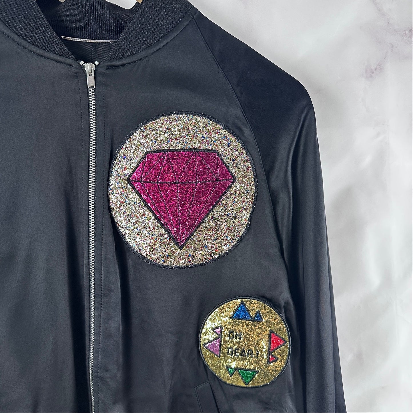 Saint Laurent Paris Never Say Never Black Embellished Bomber