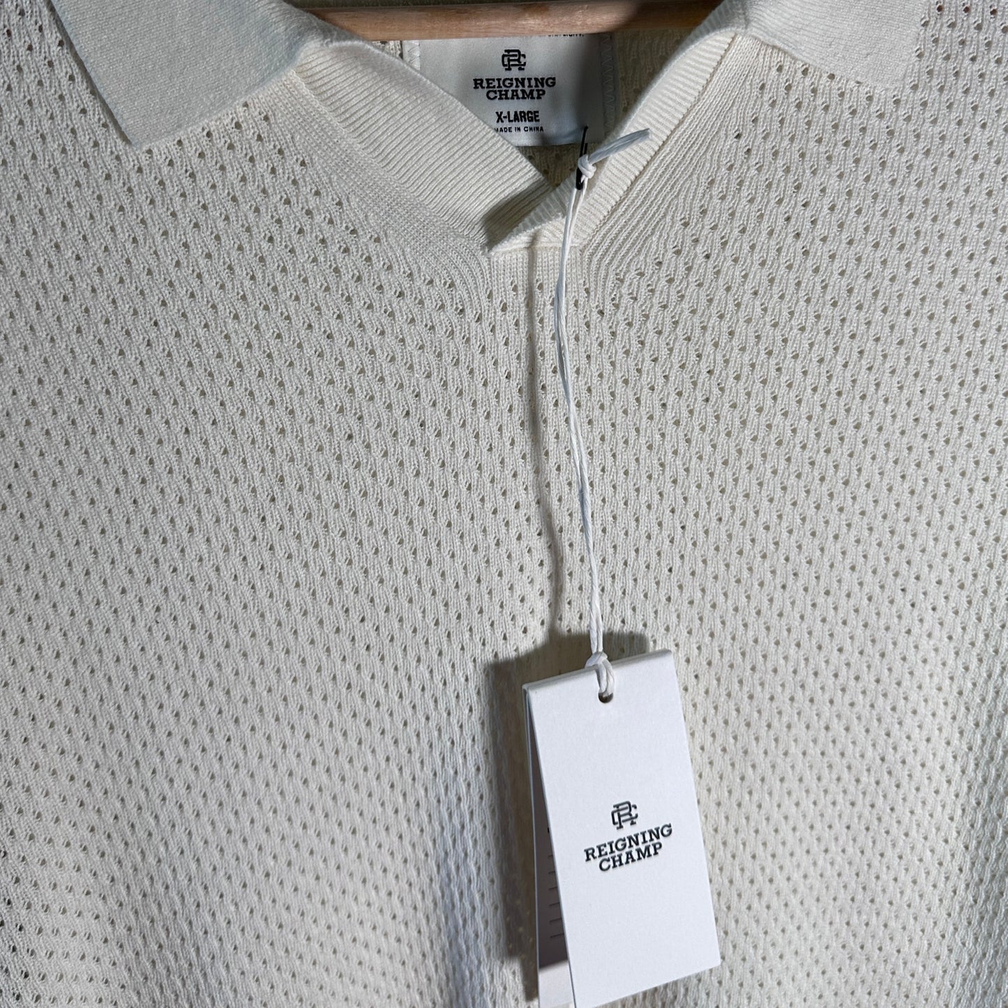 Reigning Champ Ivory Cotton Linen Victor Polo