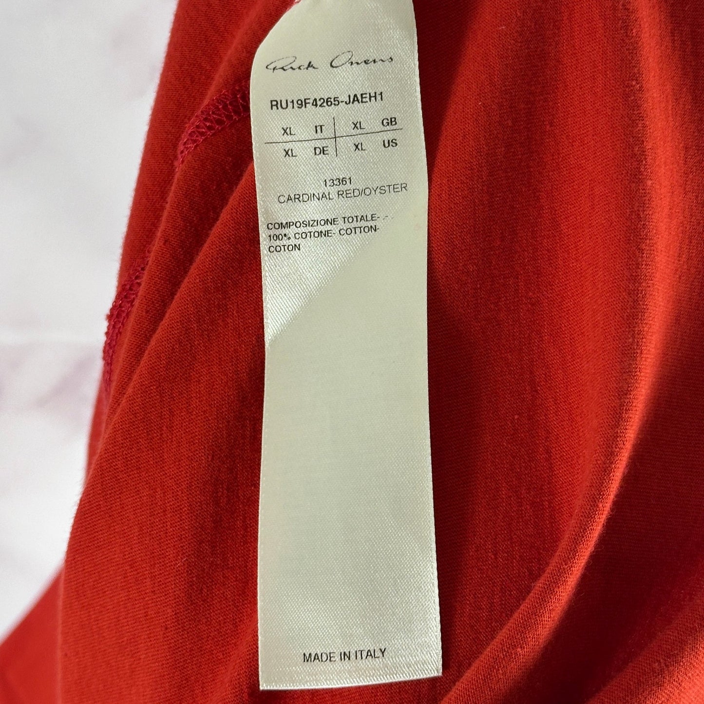 Rick Owens F/W19 Larry Mainline Cardinal Red Legaspi Tee