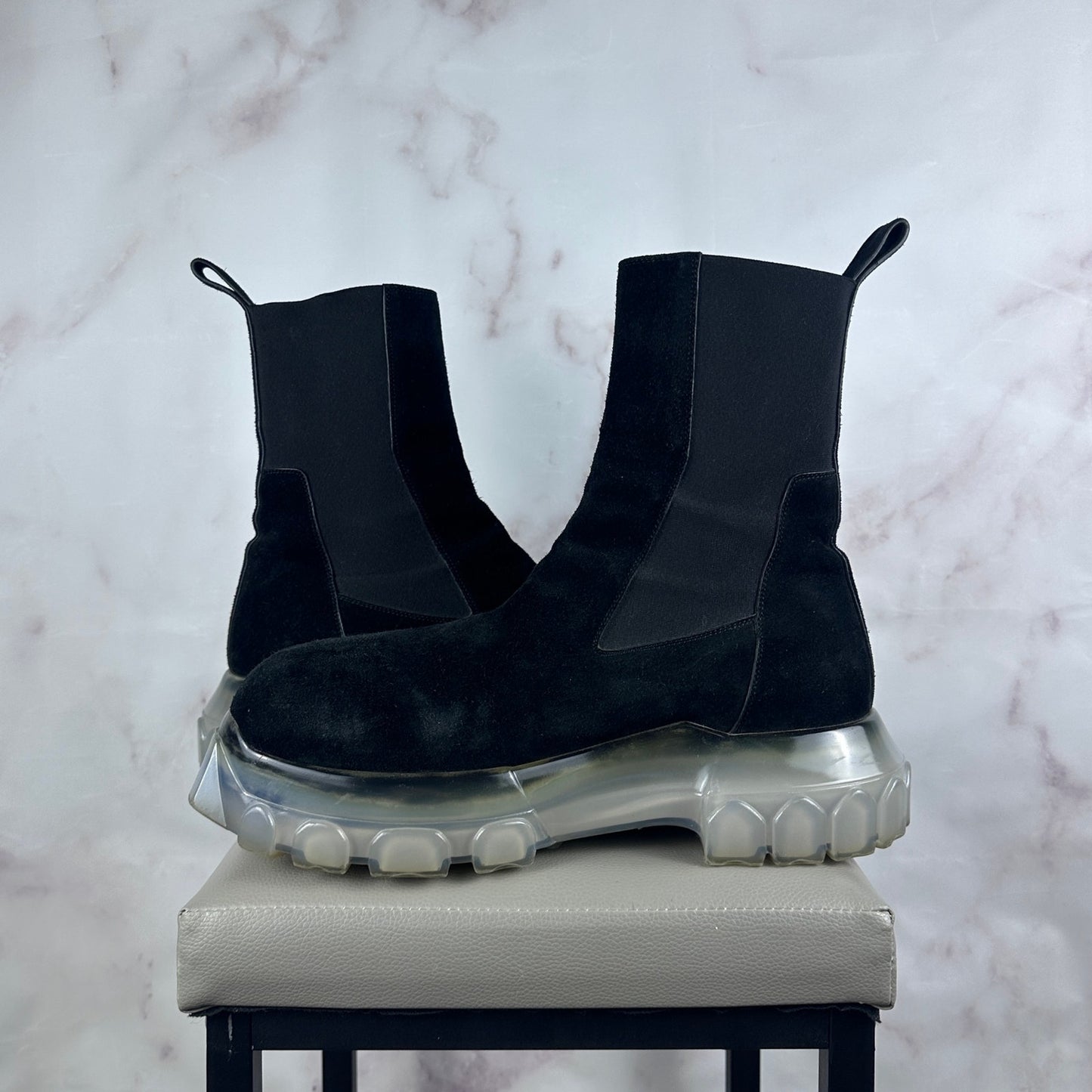 Rick Owens Black Suede Bozo Beatle Tractor Boot