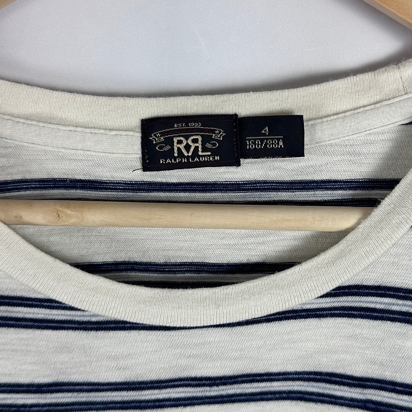 RRL White/Blue Striped Tee