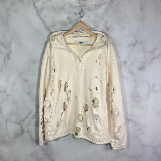 Anglasad Thrashed Cream Half-Zip Hoodie