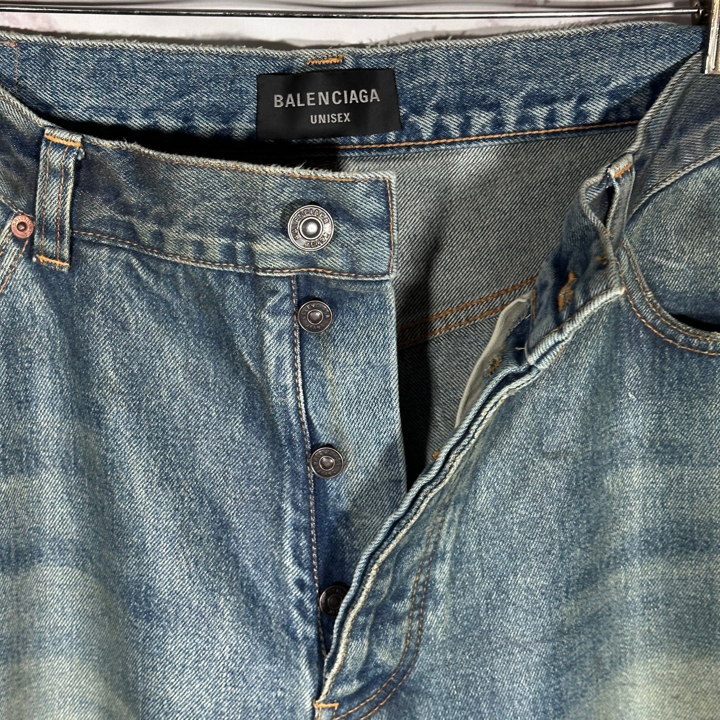 Balenciaga Waxed Baggy Blue Denim