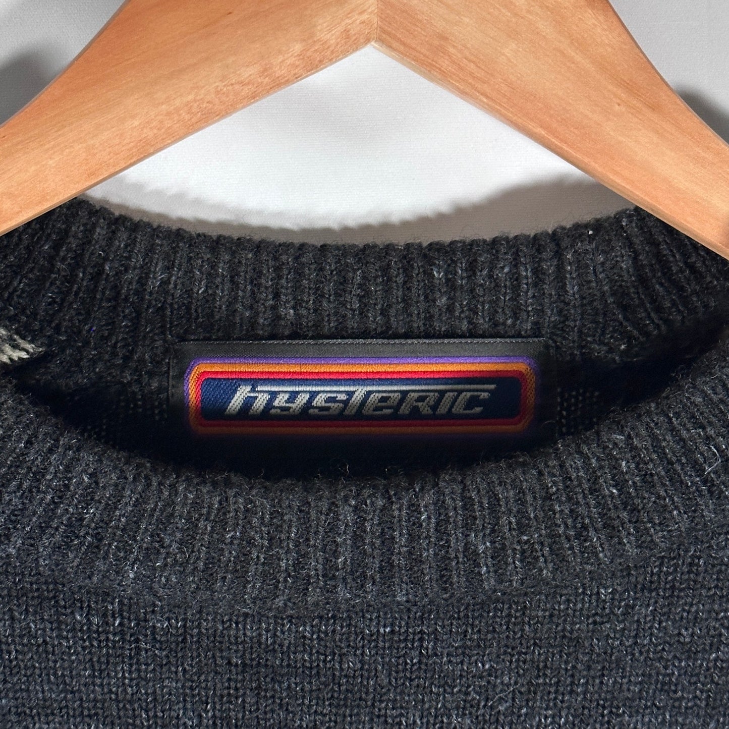 Hysteric Glamour Black Sleeve Text Knit Crewneck Sweater