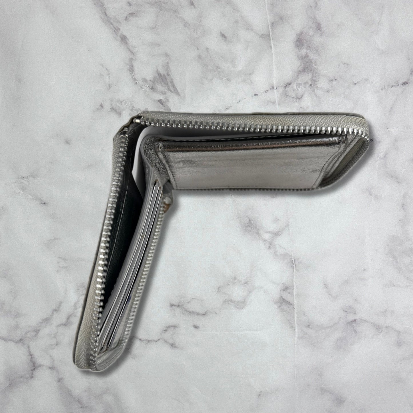 Comme des Garçons Embossed Metallic Leather Zipper Wallet