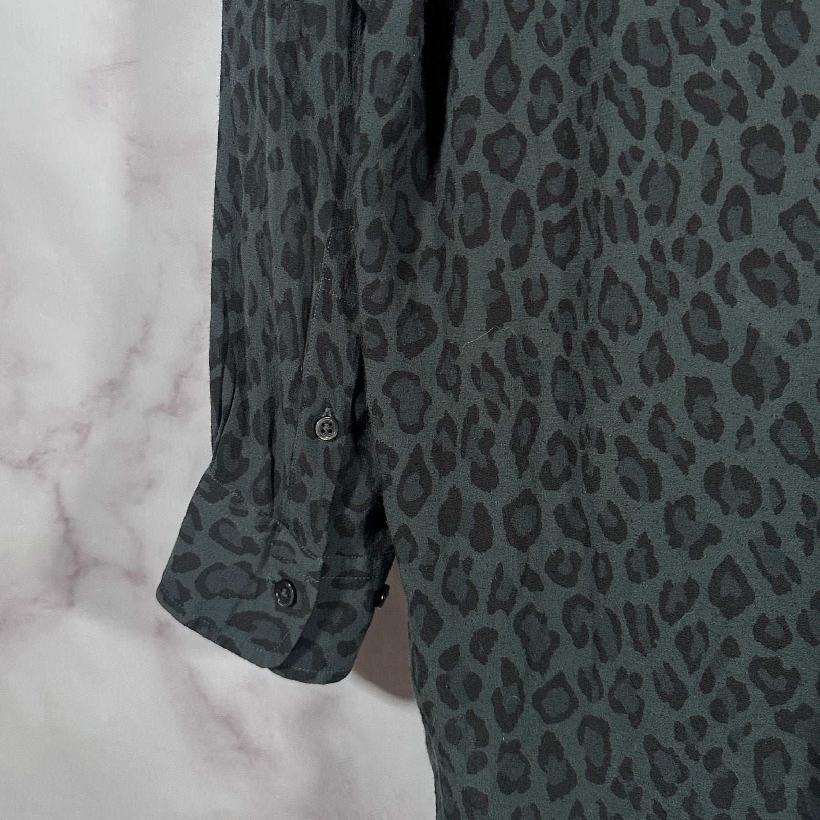 Beams International Gallery Black Leopard Print Shirt