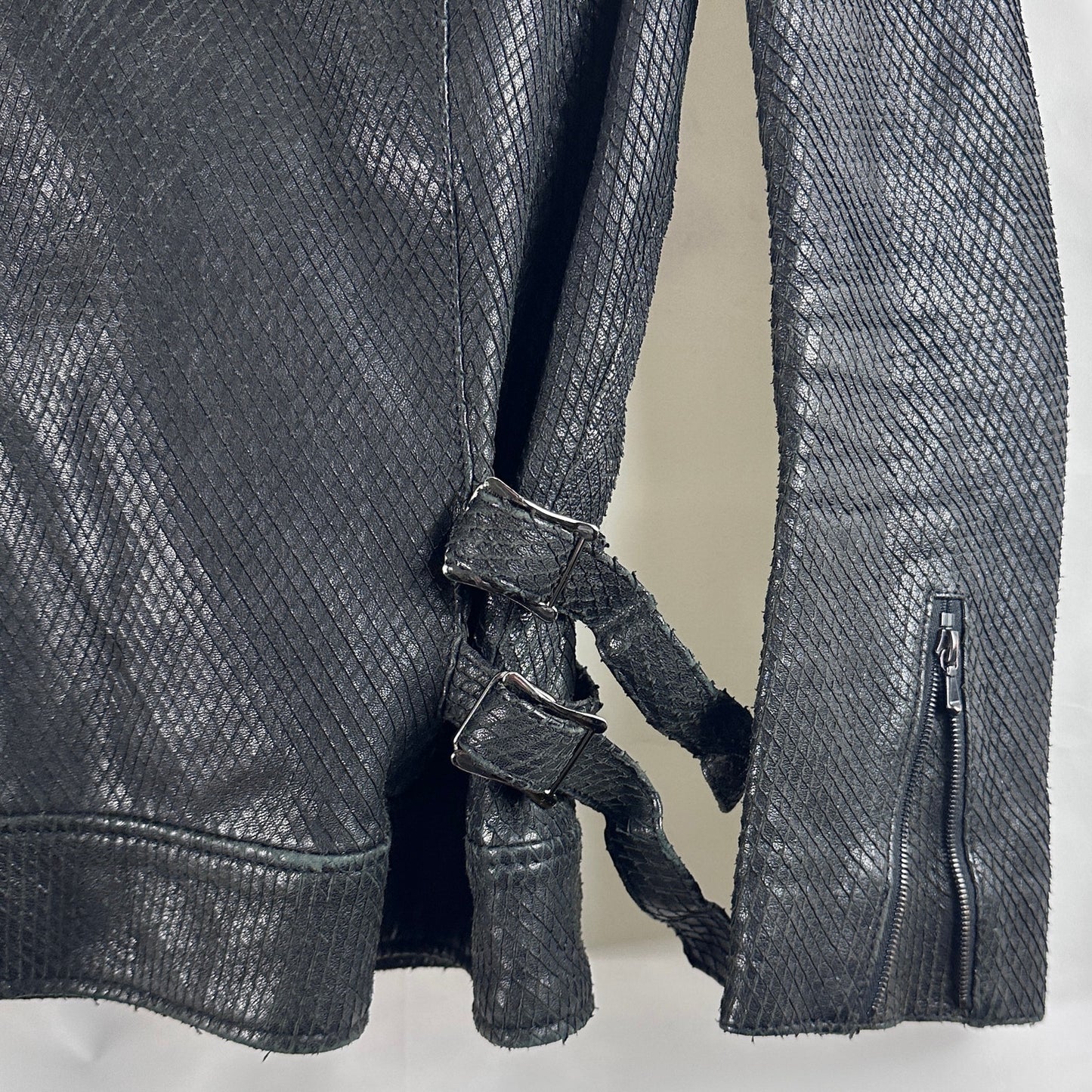 Hysteric Glamour Sheepskin Python Black Leather Riders Jacket