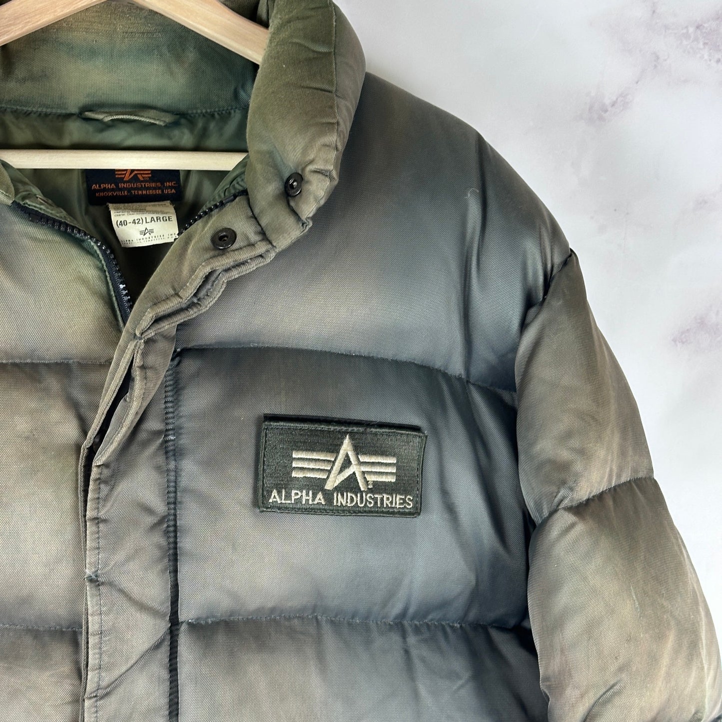 Vintage Alpha Industries Green Down Puffer Jacket