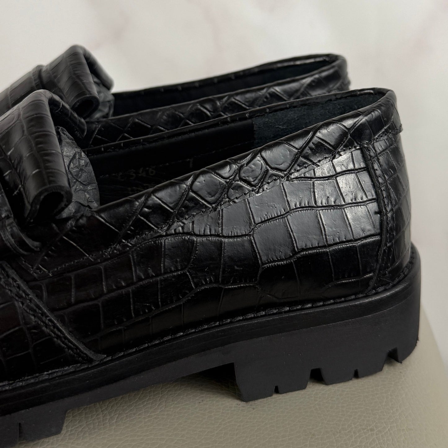 Rhude Crocodile Lug Black Loafer