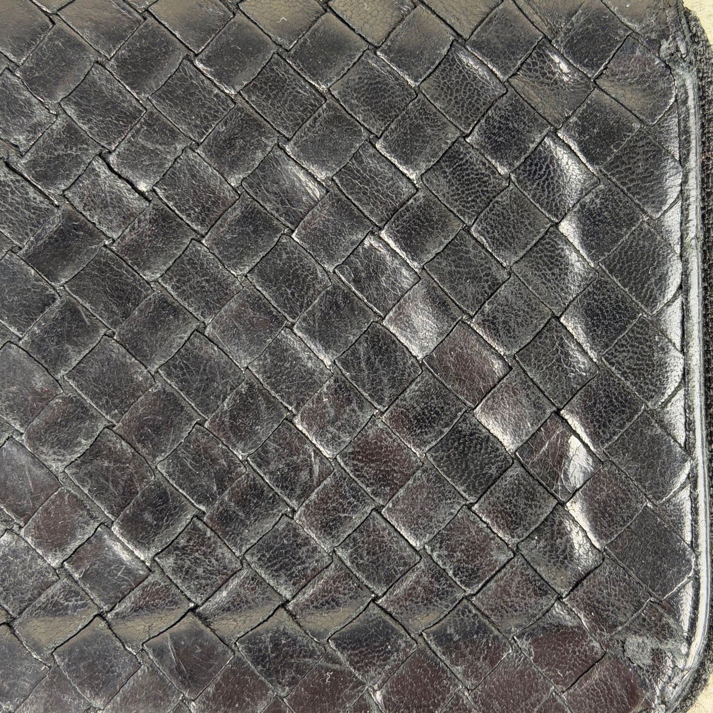 Bottega Veneta Intrecciato Leather Black Woven Long Zipper Wallet