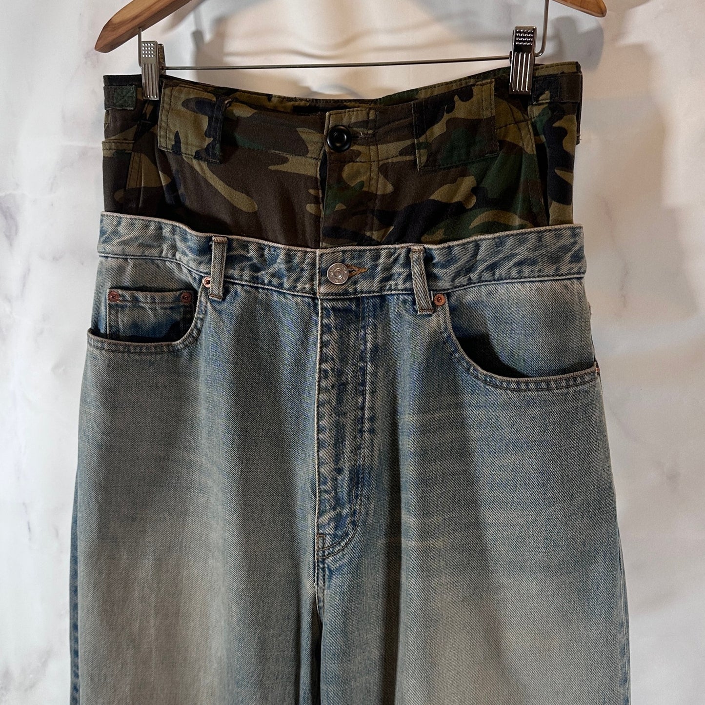 Balenciaga Jeans Camo Double Waisted Denim