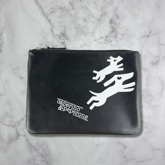 Comme des Garçons x Colette Black Leather Caperino & Peperone Zip Pouch