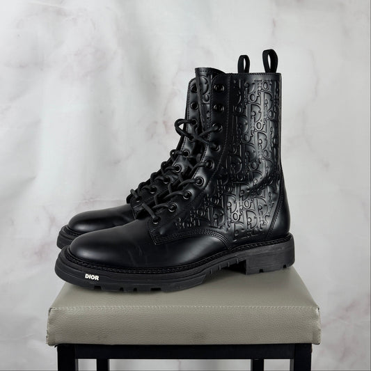 Dior Explorer 2 Black Embossed Oblique Leather Boots