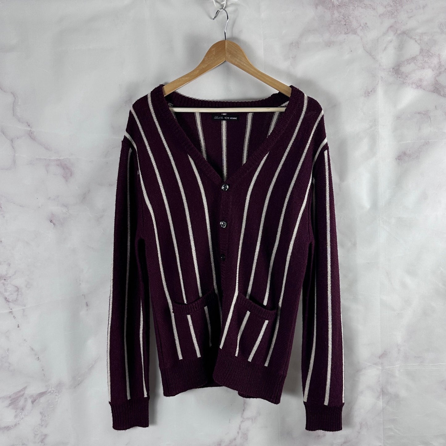 Tete Homme Japanese Red Striped Cardigan