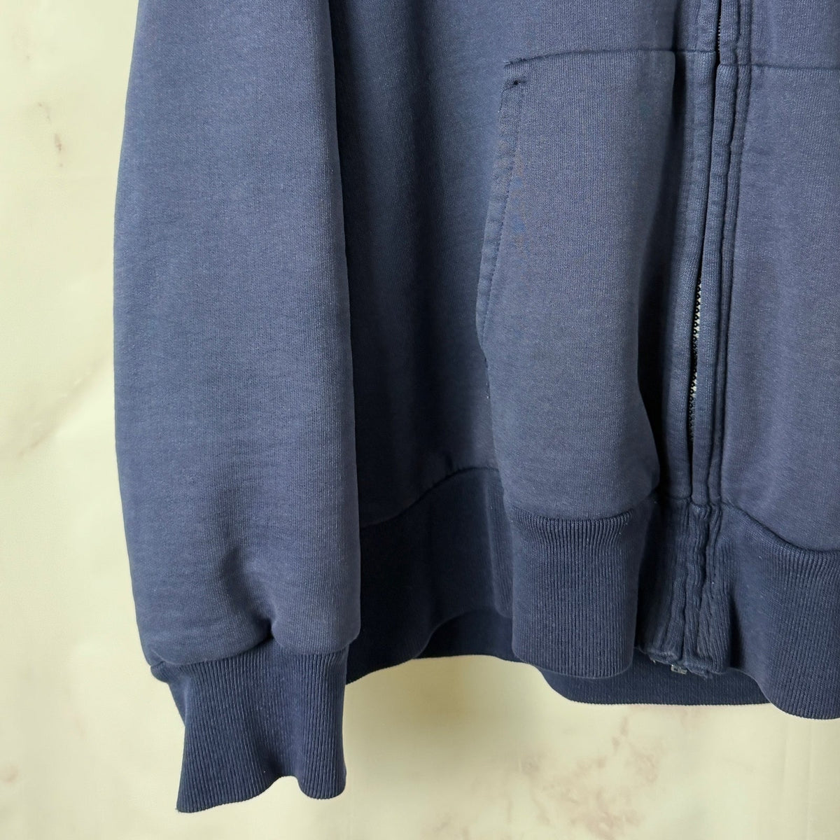 Vintage Camber Blue Thermal Zip-Up Hoodie