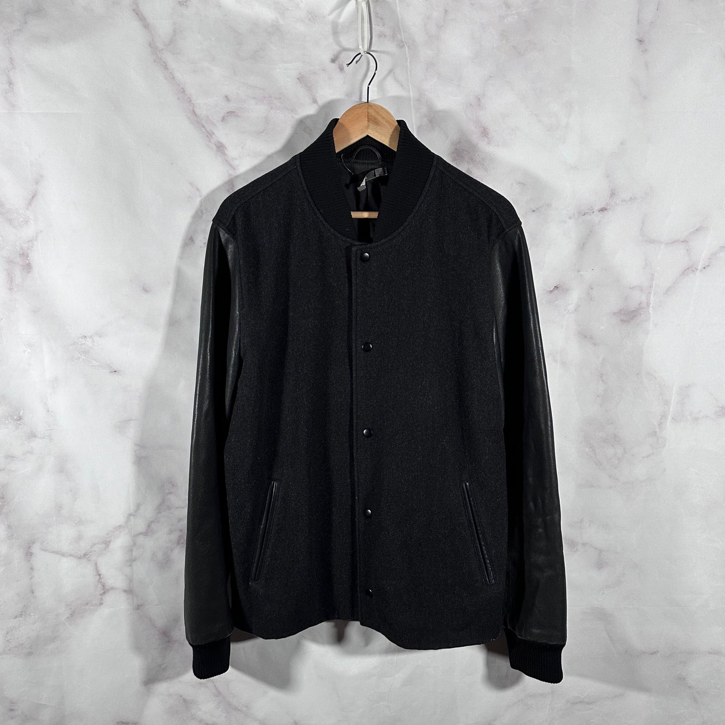 Wool & Leather Black Varsity Jacket