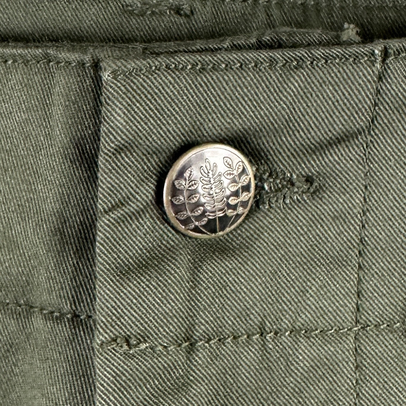 Kiriko Made Green Officer Patchwork Chino Pants