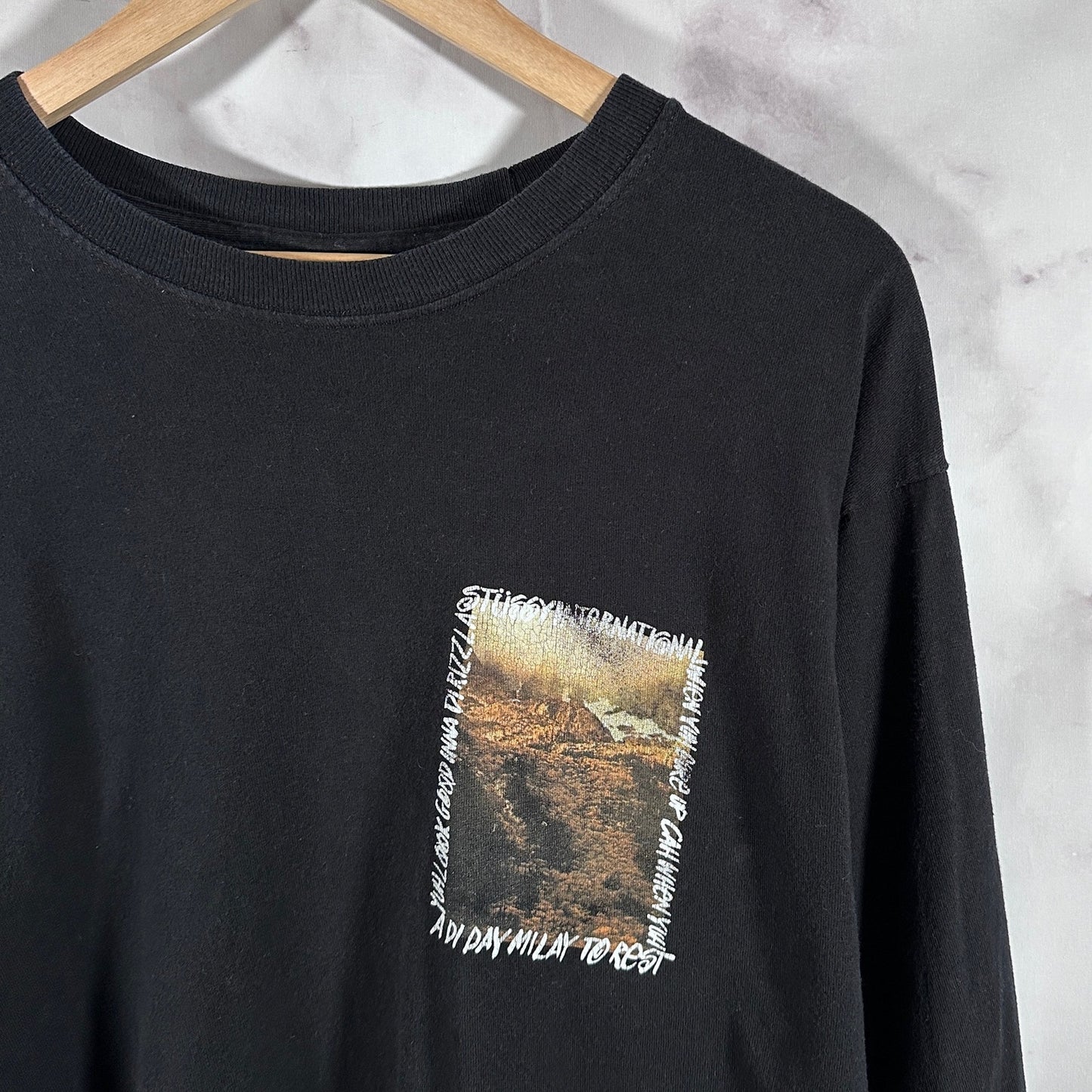 Stussy International Black Photo Text Longsleeve