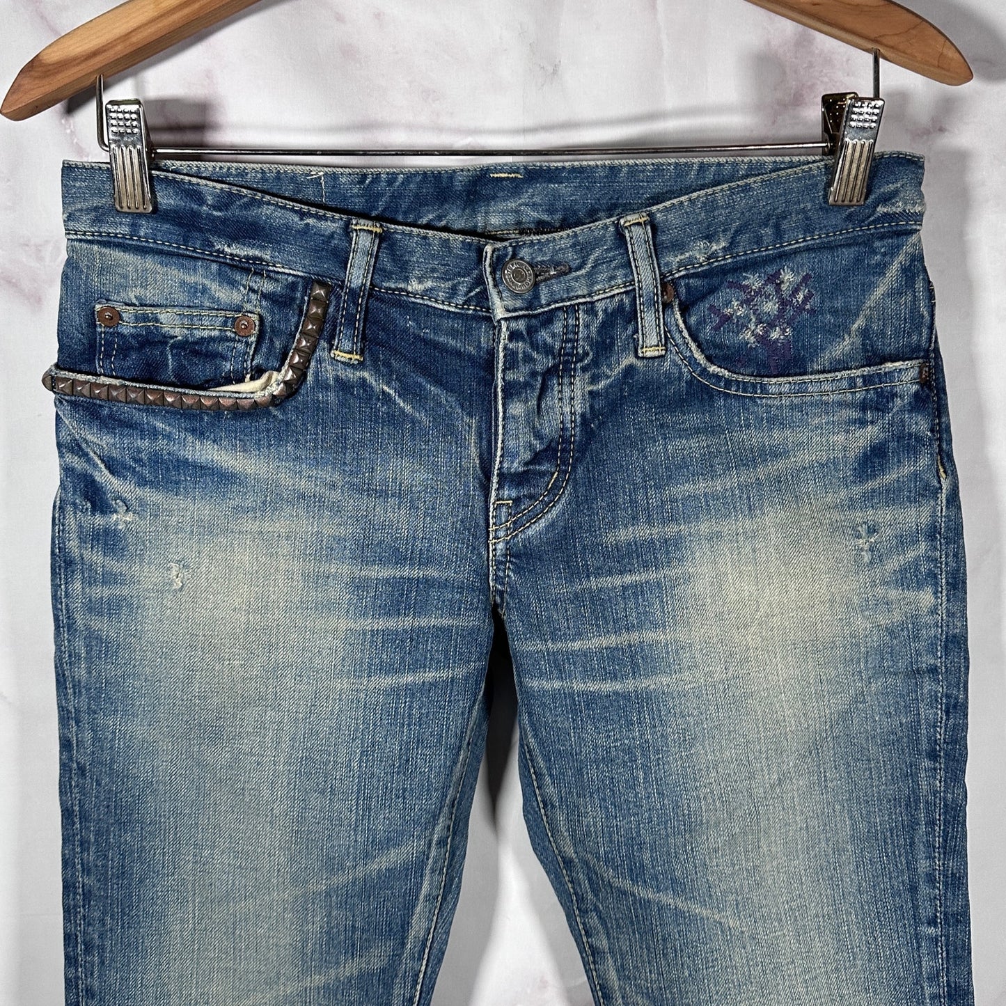 Hysteric Glamour Johnny Thunders Blue Repaired Denim Jeans