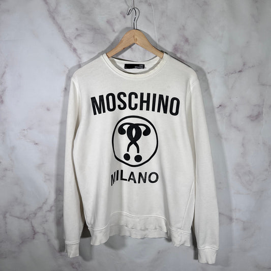 Moschino Milano Cream Logo Crewneck Sweatshirt