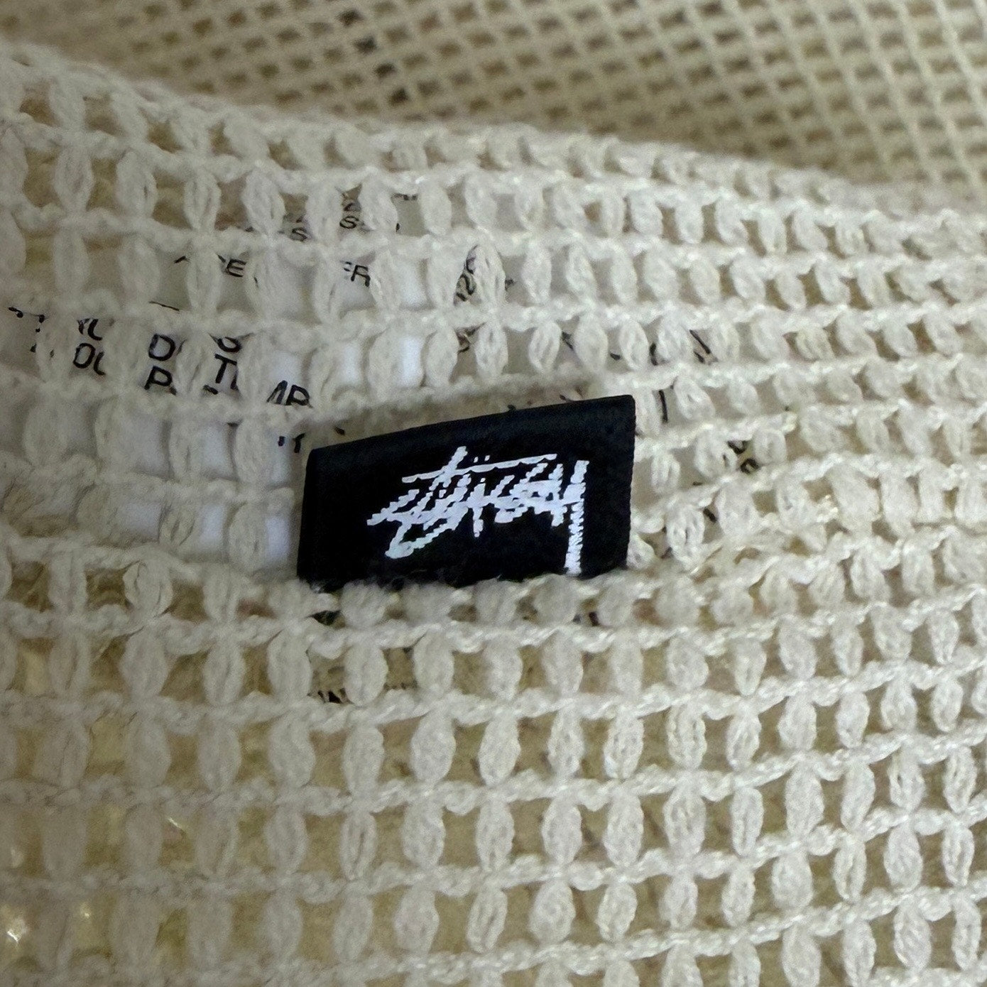 Stussy Cotton Mesh Cream Zip-Up Shirt