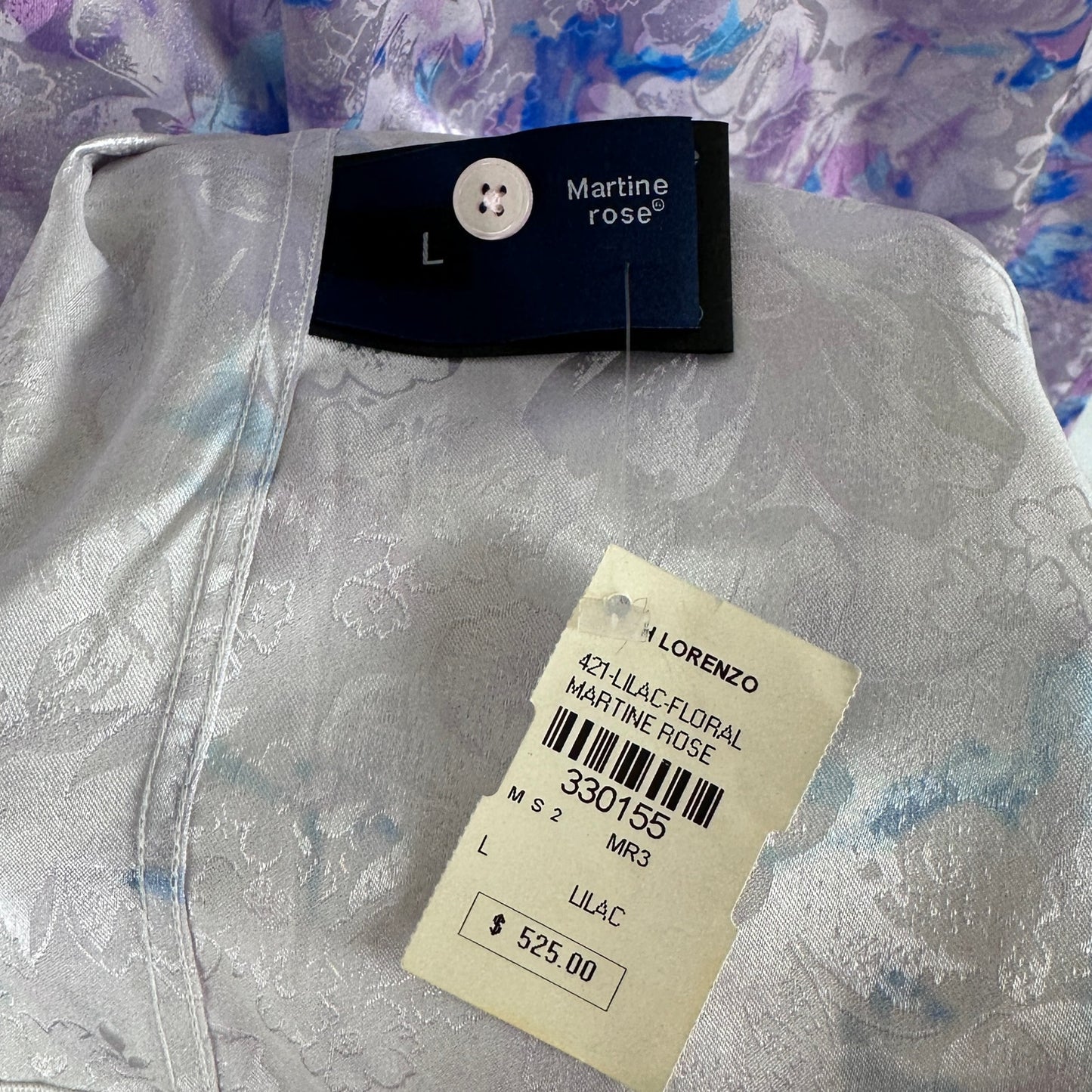 Martine Rose Oversized Lilac Floral Vacation Shirt