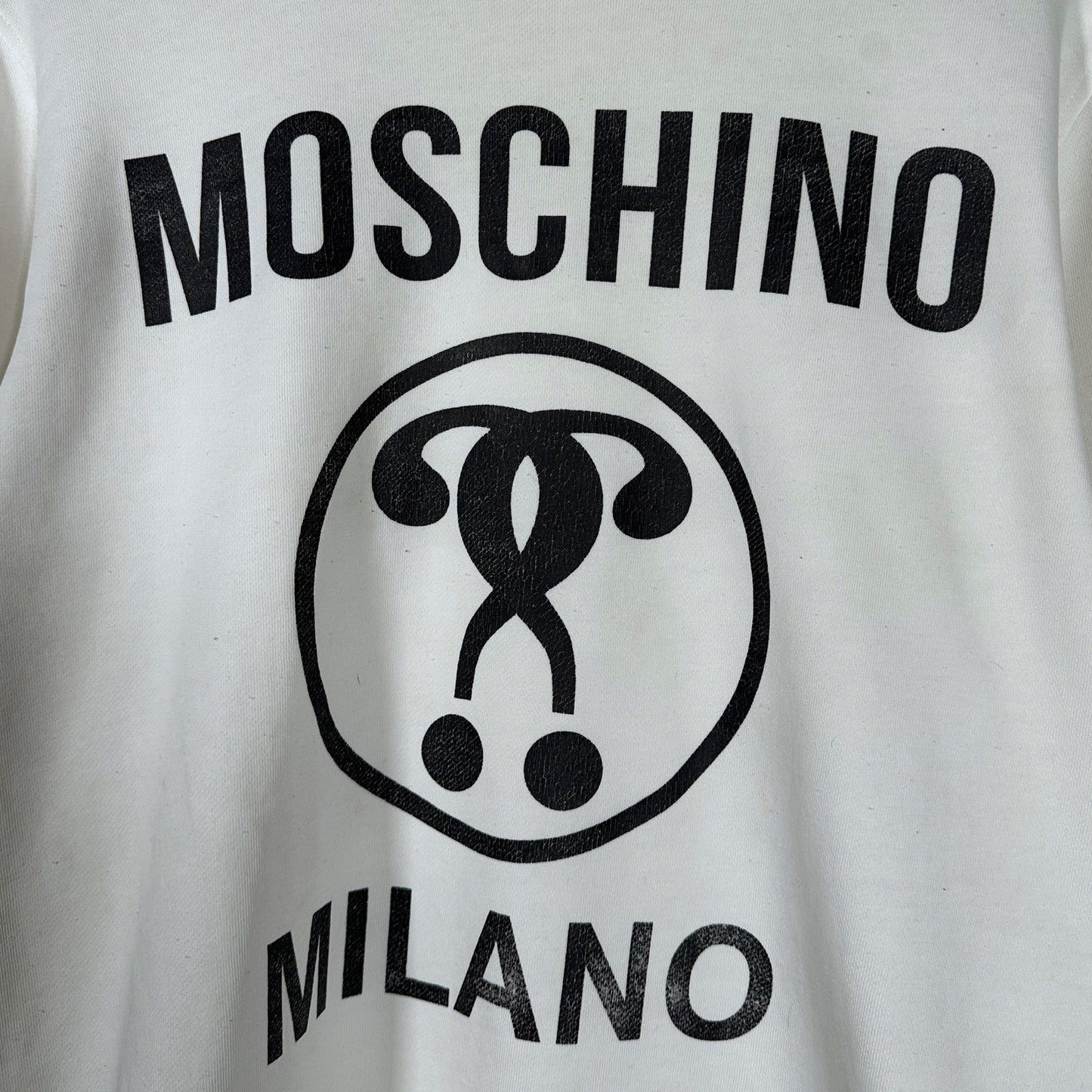 Moschino Milano Cream Logo Crewneck Sweatshirt