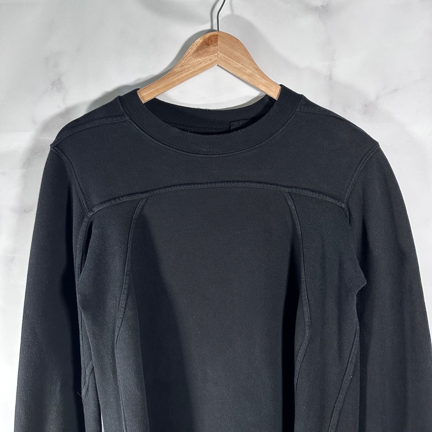 Rick Owens DRKSHDW Black Long Asymmetrical Crewneck