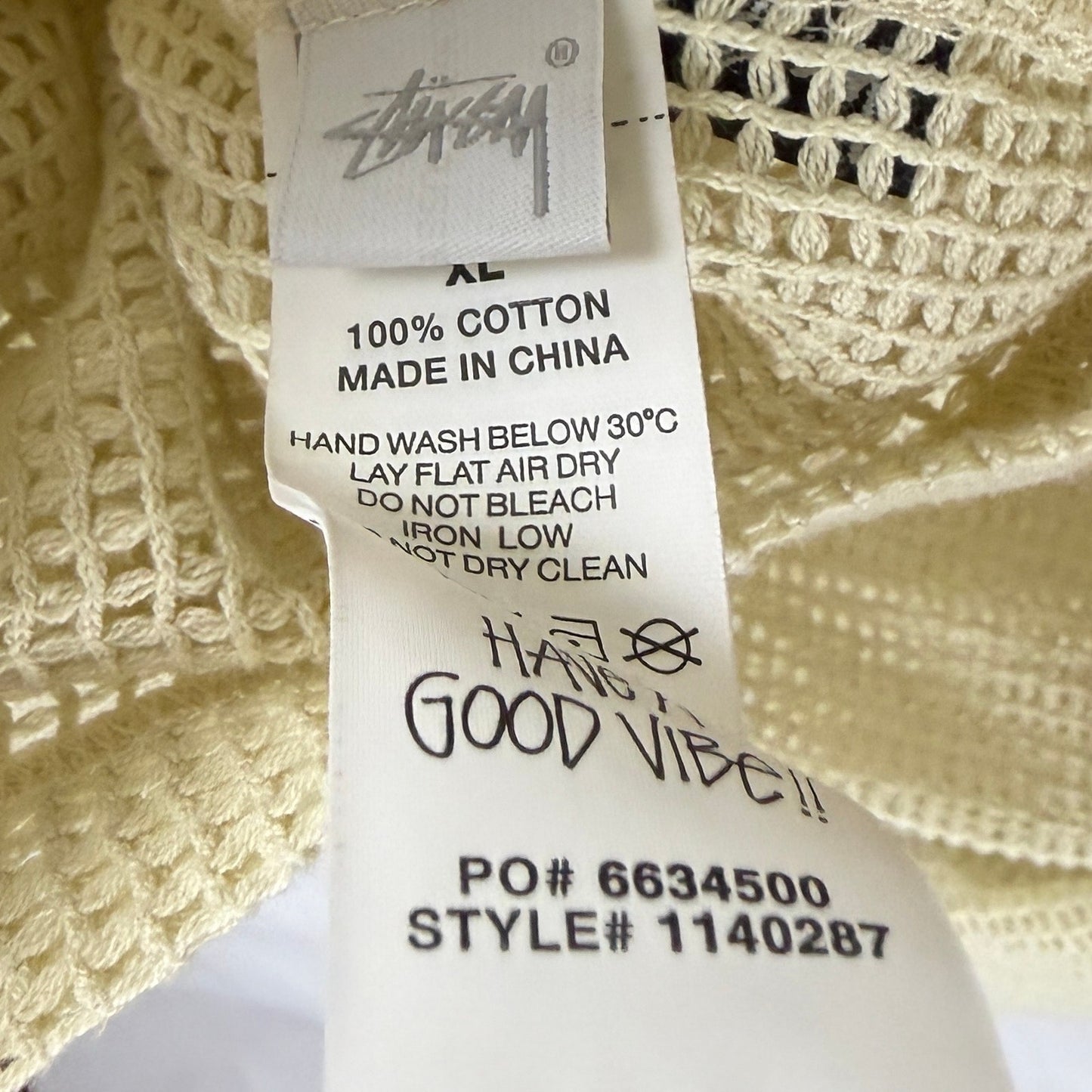 Stussy Cotton Mesh Cream Zip-Up Shirt