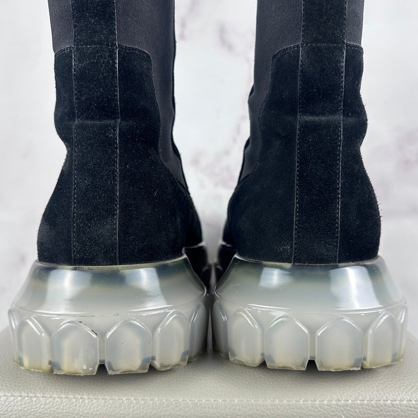 Rick Owens Black Suede Bozo Beatle Tractor Boot