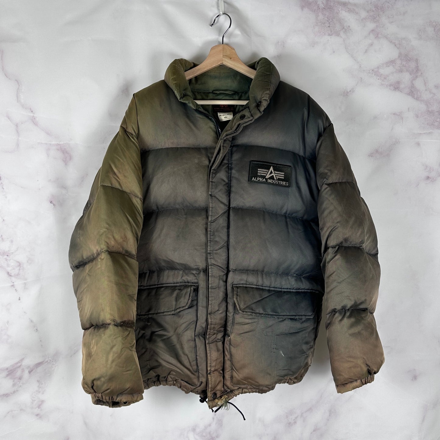 Vintage Alpha Industries Green Down Puffer Jacket
