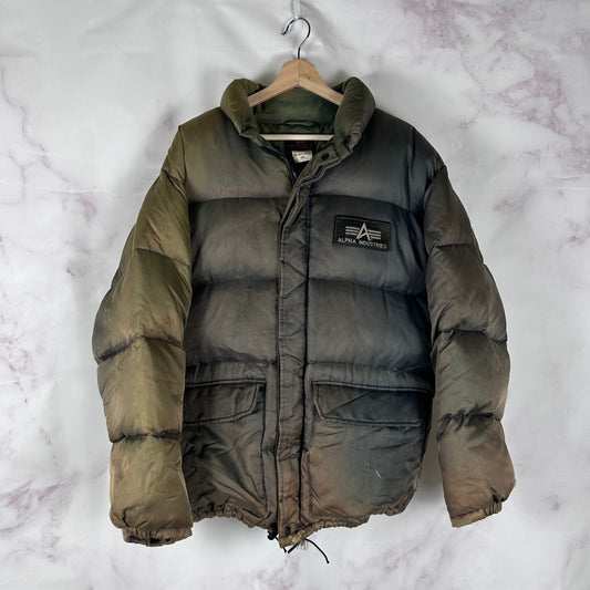 Vintage Alpha Industries Green Down Puffer Jacket
