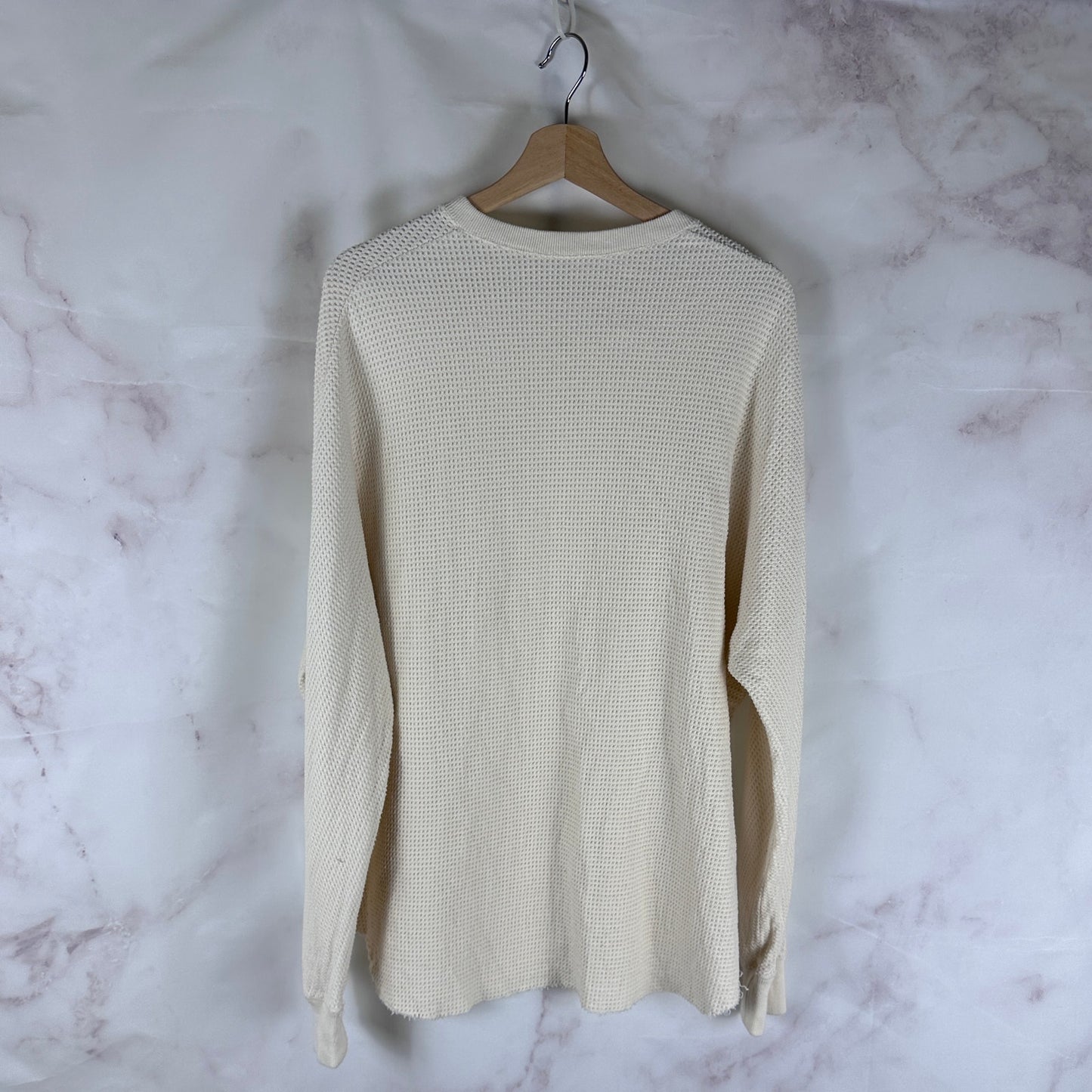 Soshiotsuki Asymmetrical Cream Waffle Thermal Longsleeve Shirt