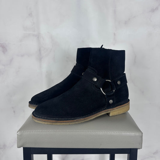 Saint Laurent Paris Black Suede Harness Boot