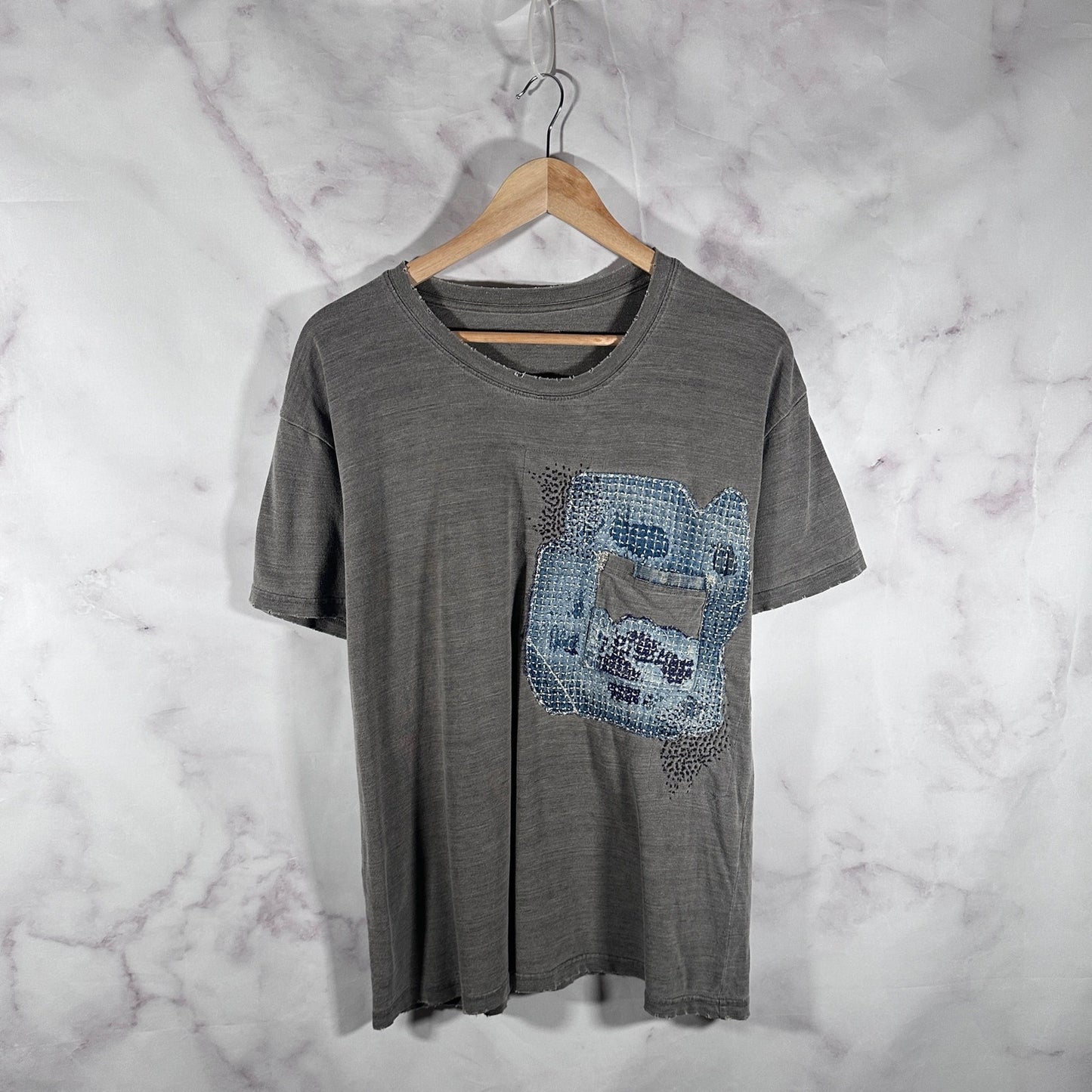 Kapital Sashiko & Boro Distressed Grey Tee