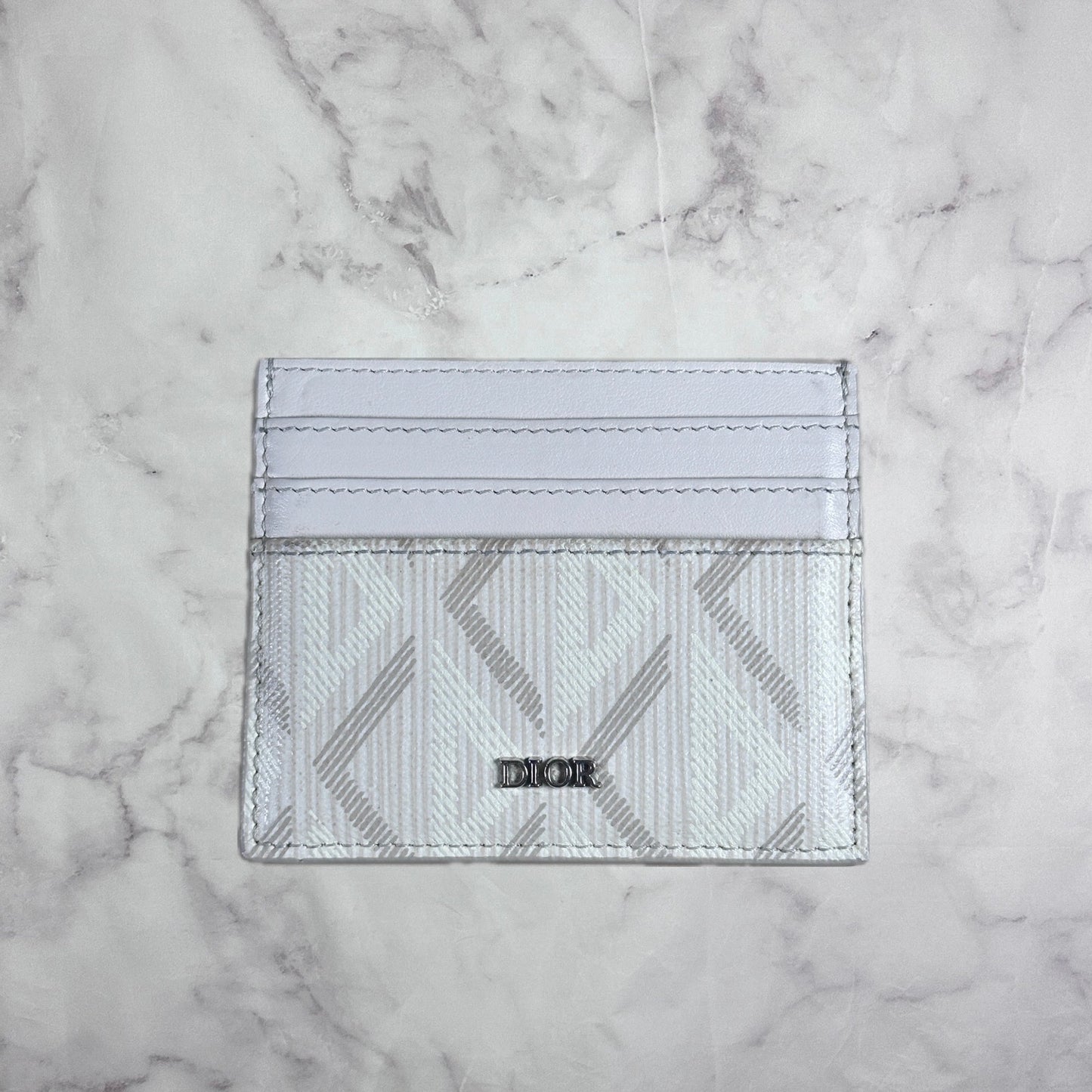 Christian Dior White Diamond Monogram Cardholder