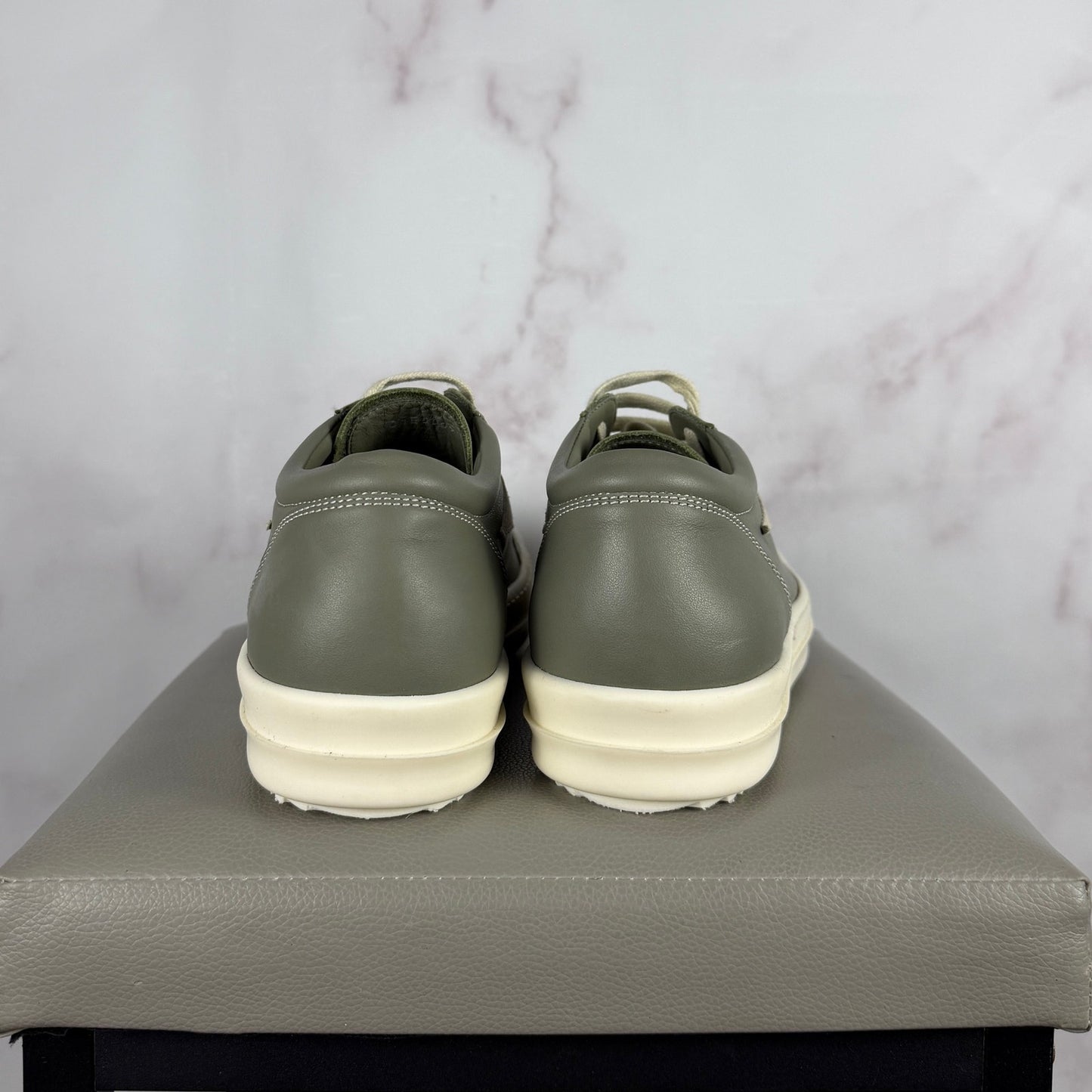 Rick Owens Leather Vintage Sneaks Celadon/Milk