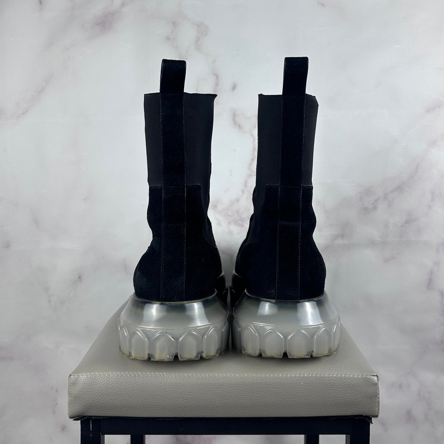 Rick Owens Black Suede Bozo Beatle Tractor Boot