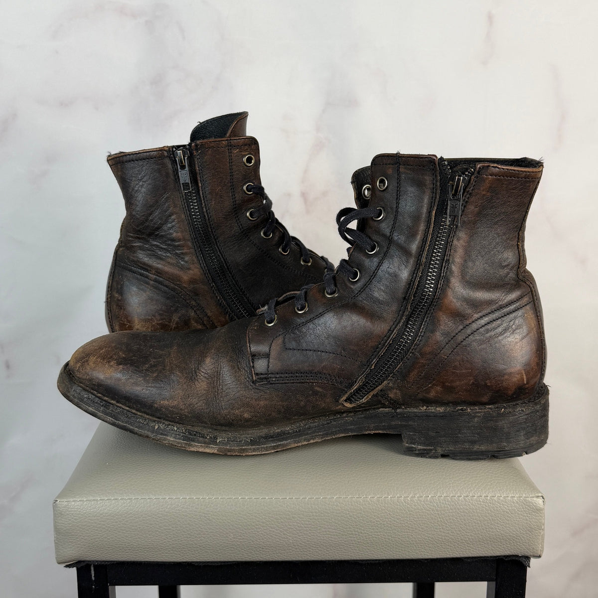 Frye Bowery Brown Leather Lace-Up Boot