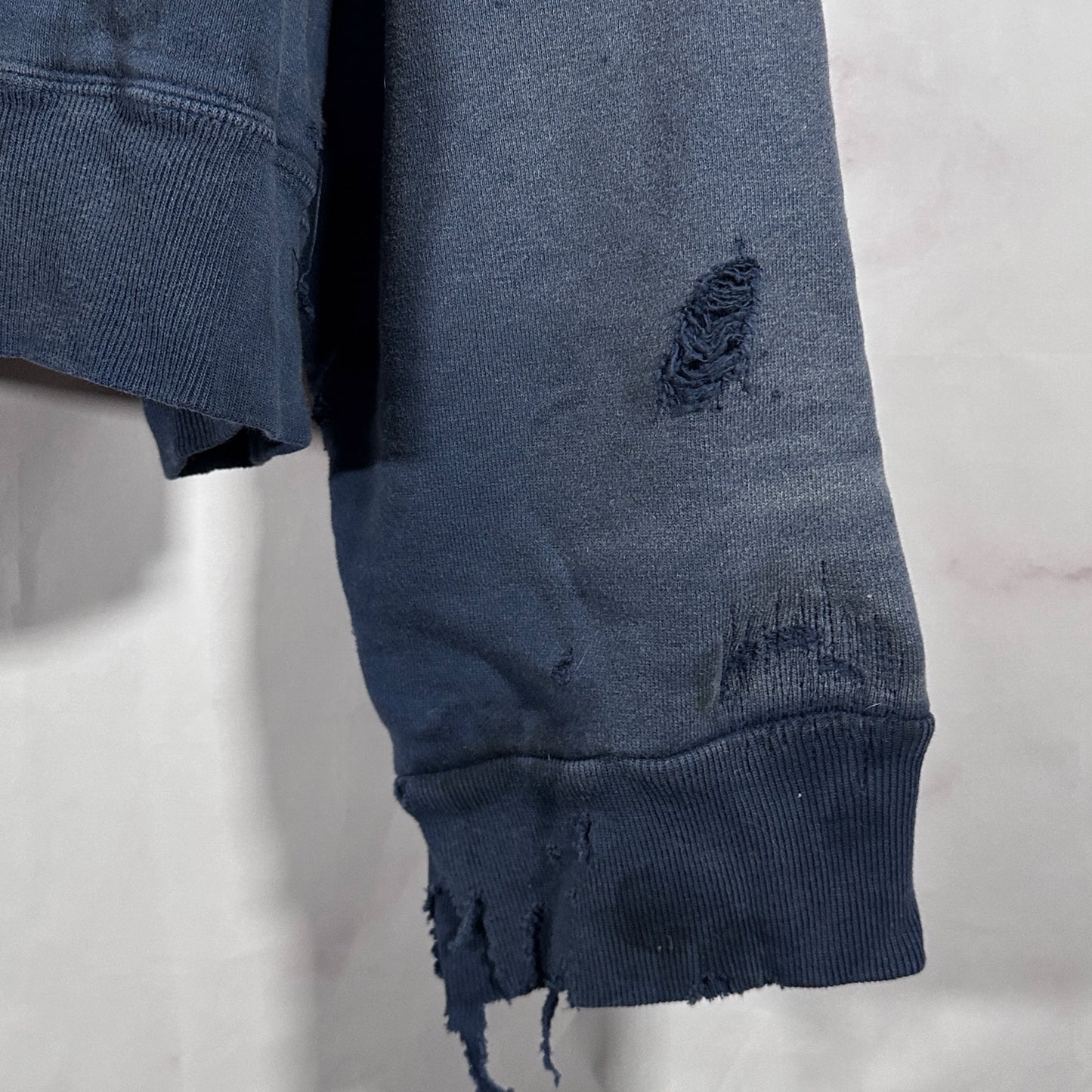 READYMADE Navy Double Face Distressed Hoodie