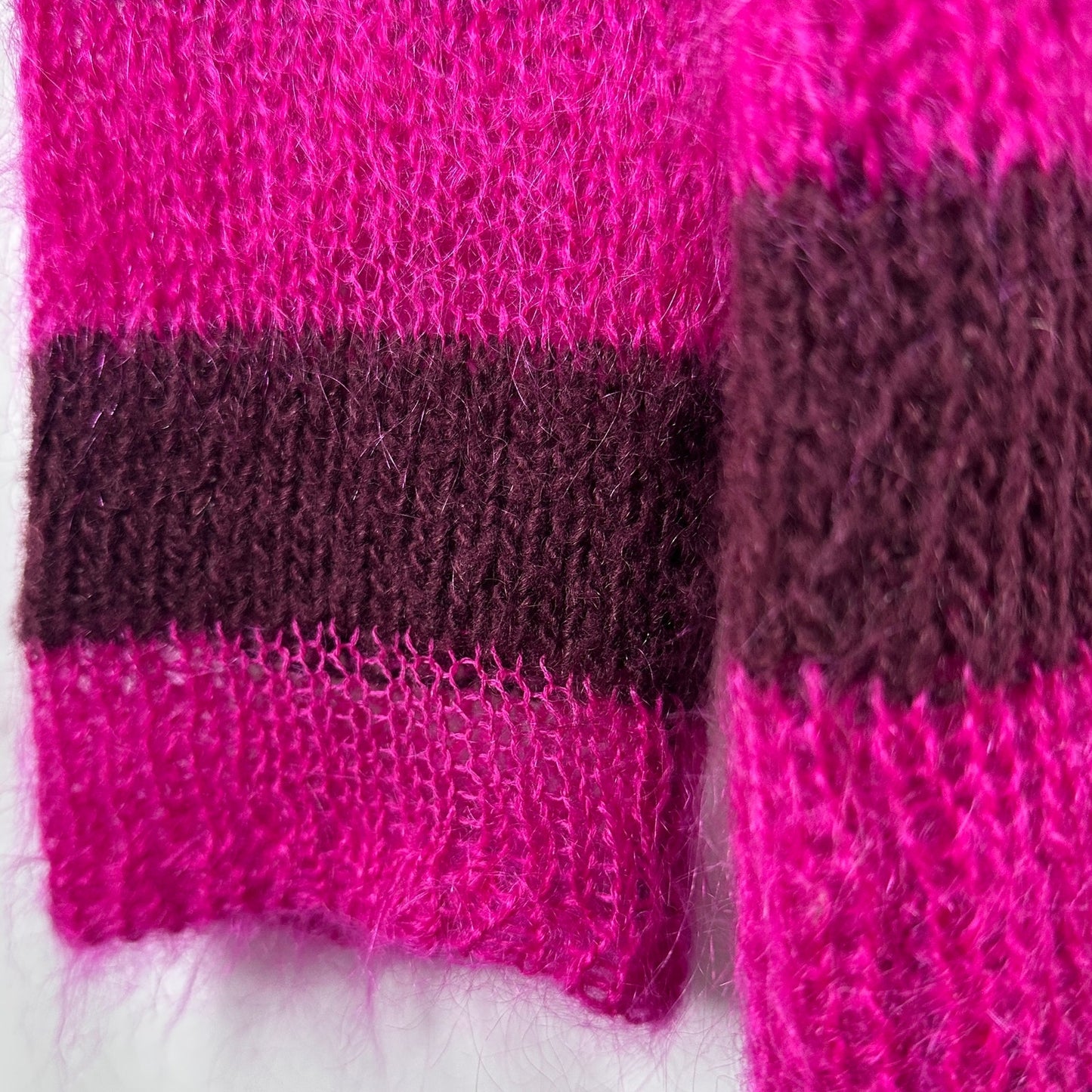 Maison Margiela Miss Deanna Pink Striped Mohair Sweater