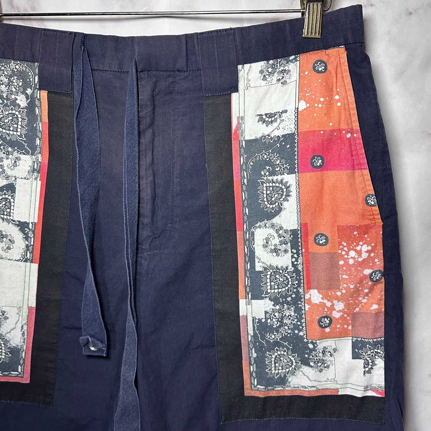 Miharayasuhiro Navy/Orange Paisley Bandana Shorts