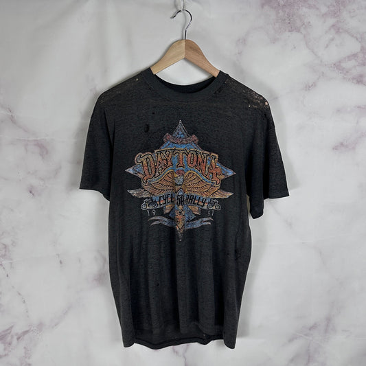 Vintage 1991 Daytona Bike Week Thrashed Black Tee